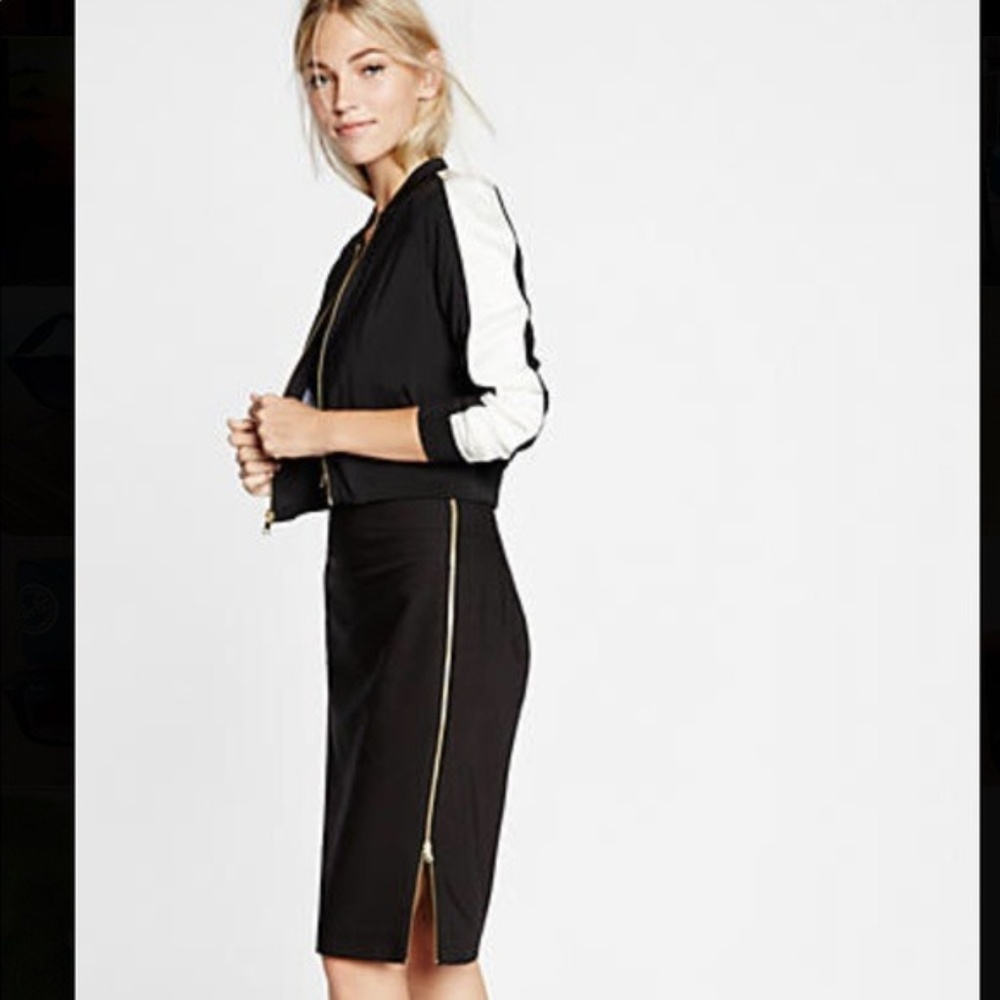 Express Side Zipper Midi Pencil Skirt Size 8 Black